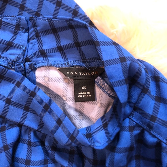 Ann Taylor High Neck Blue Plaid Tank - Picture 4 of 5